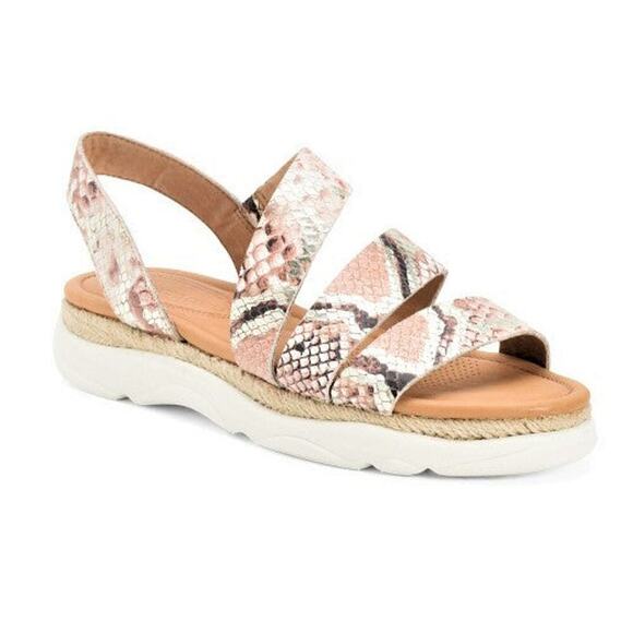New! Corso Como Women's Snakeskin Embossed Leather Espadrille Sandals - Picture 2 of 7